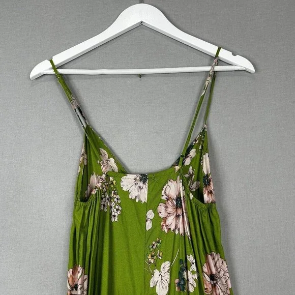 Sun Becomes Her Revolve Womens Dress 6 Green Solstice Trapeze Maxi Floral Tiered - Picture 6 of 11